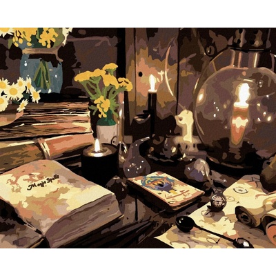 Zuty Malování Podle Čísel Kouzelná Kniha A Svíčky 80 x 100 cm Plátno Rám