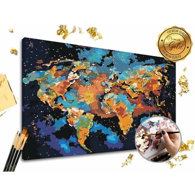 Maľovanie podľa čísel PREMIUM GOLD | Farebný svet - 60x40 cm