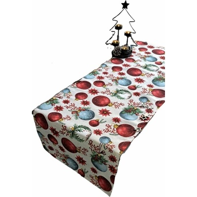 LKV Lomnice Textilní běhoun Vánoce červené vánoční ozdoby 30x120cm