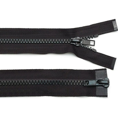 Zips kostený 5 mm deliteľný 2 jazdce/dvojcestný 100 cm bundový Farba: 322 čierna