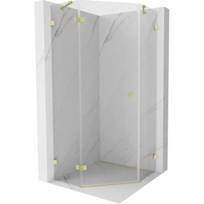 Mexen Lunar петстенна сгъваема лява душ кабина 80 x 80 см, прозрачна, златна (831-080L-080P-55-00-L)