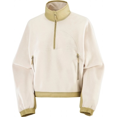 Salomon Дамски поларен пуловер Salomon Women's Chroma Fleece Crop Half Zip Fleece jumper - Whisper White / Grey Green (105-6917-0213)