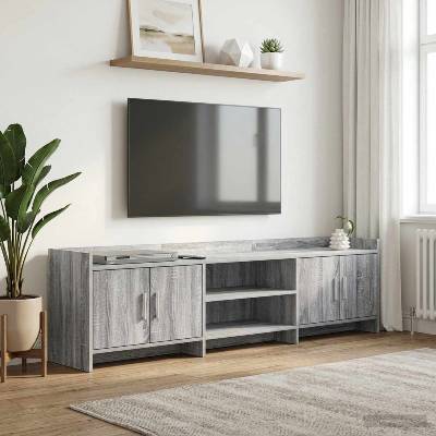vidaXL ТВ шкаф 168 x 33 x 47 см Сив Сонома Инженерна дървесина (8011184)