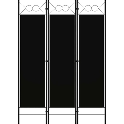 vidaXL Параван за стая, 3 панела, черен, 120x180 см (320702)