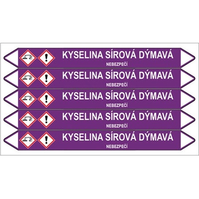 Značení potrubí, kyselina sírová dýmavá,5 ks, 150 × 12 mm PZ 007247