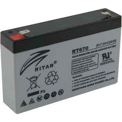 Ritar Оловна батерия RITAR, (RT670) AGM, 6V, 7Ah, 151 /34 /94 mm, Терминал1 (RITAR-RT670)