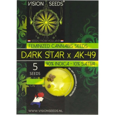 Vision Seeds Dark Star x AK-49 semienka neobsahujú THC 3 ks