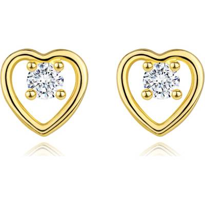 Šperky eshop diamantové ze žlutého zlata čirý briliant v kontuře srdíčka BT500.97