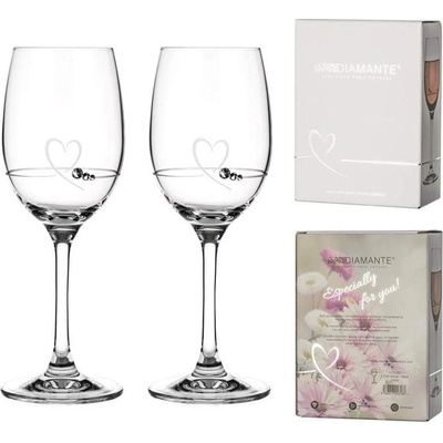 Diamante sklenice na bílé víno se Swarovski krystaly Petit Heart 2 x 240 ml