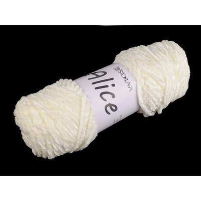 Pletací žinylková příze Alice 100 g Varianta: 2 krémová nejsvět., Balení: 1 ks 57855/147357/266874