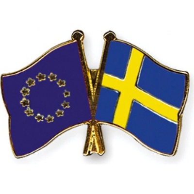 Odznak (pins) 22mm vlajka EU + Švédsko - barevný