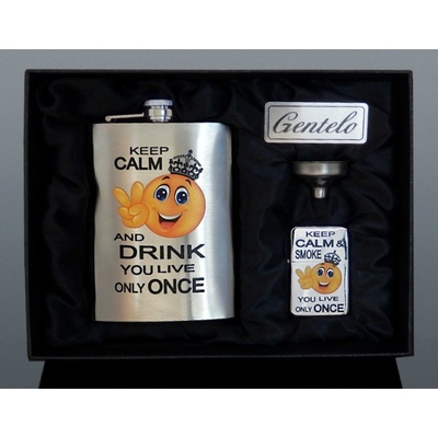 Ploskačka KEEP CALM AND DRINKso zapaľovačom 240 ml