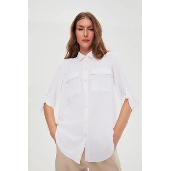 Moodo Бяла блуза с подвити ръкави Moodo Moodo | Byal | ЖЕНИ | XXL