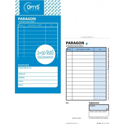 Optys 1092 Obchodní paragon 7,5x15cm – Zboží Živě