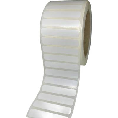 Plastová Etiketa 55 mm x 10 mm, Polyester, Biela, Dutinka 76 mm, 2000 ks/kotúč, Permanentné lepidlo, Priemer kotúča 104 mm