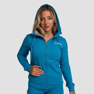GymBeam Дамски суичър с цип Limitless Aquamarine XL