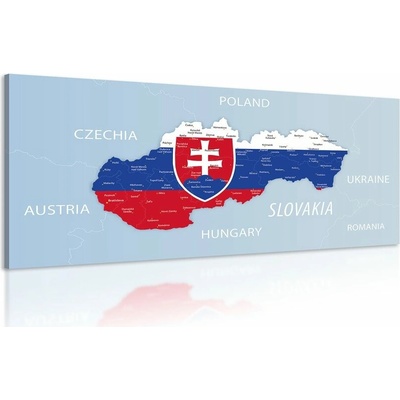 Obraz mapa Slovenska so štátnym znakom a okolitými štátmi