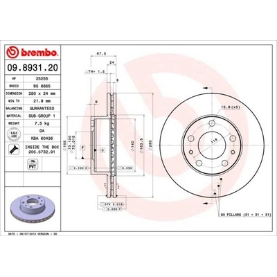 Brzdový kotouč BREMBO 09.8931.21
