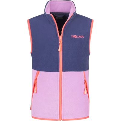 TROLLKIDS Детски поларен елек Trollkids Kid's Kjerag Vest Fleece vest - Deep Violet / Light Violet / Coral Pink - размер 116 (EU) (703-4667-0815)