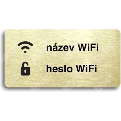 ACCEPT Piktogram WiFi - zlatá tabulka - černý tisk bez rámečku