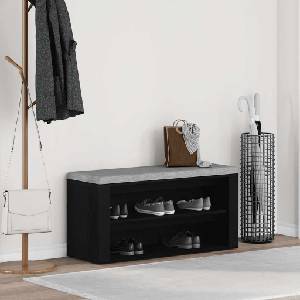 vidaXL Пейка за обувки, черен дъб, 100x35x45 см, инженерно дърво (862126)