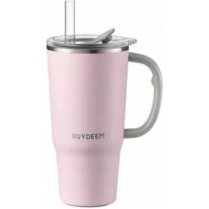 Buydeem Thermal mug with straw 700 ml, model DS57, color Pink