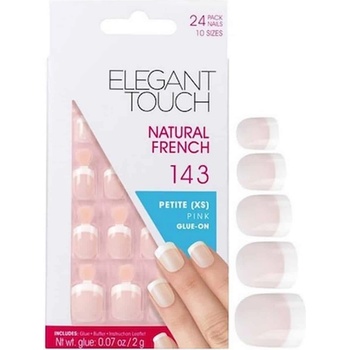 Elegant Touch Комплект Elegant Touch Natural French Square Изкуствени нокти Pink 143 Petite (XS) 24 бр