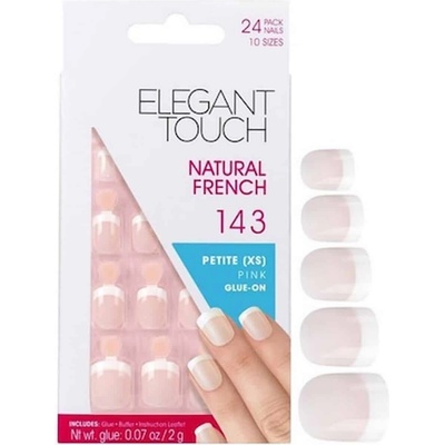 Elegant Touch Комплект Elegant Touch Natural French Square Изкуствени нокти Pink 143 Petite (XS) 24 бр