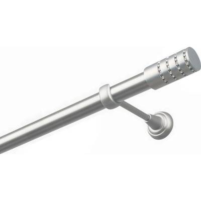 OK-GarnýžeCZ Garnýž kovová jednořadá 25mm Cylinder crystal satina 230 cm do stěny / na tunýlek - bez kroužků