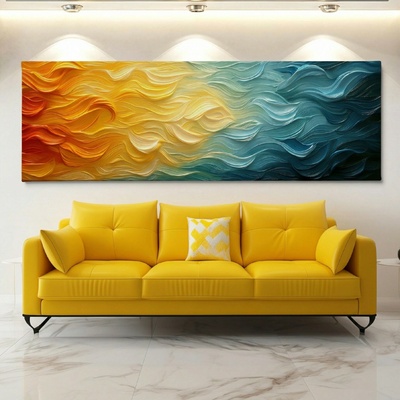 Obraz na plátně - Střet dvou elementů FeelHappy.cz Velikost obrazu (šířka x výška): 90 x 30 cm