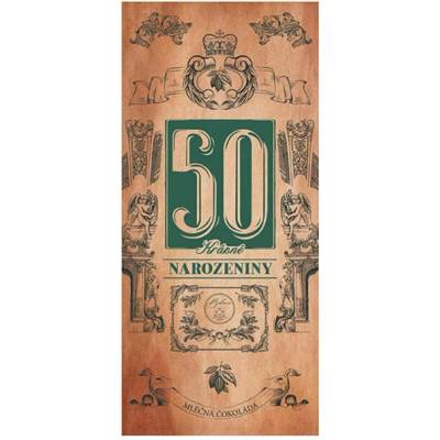 Bohemia Gifts & Cosmetics Mliečna čokoláda 100 g pre muža k 50. narodeninám (BC250235)