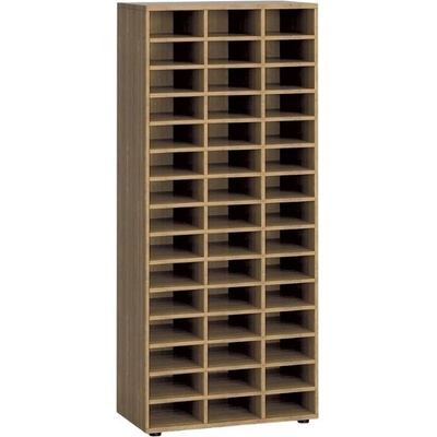 PRIMO Třídící regál WOOD, 800 x 420 x 1781 mm, 45 přihrádek, ořech
