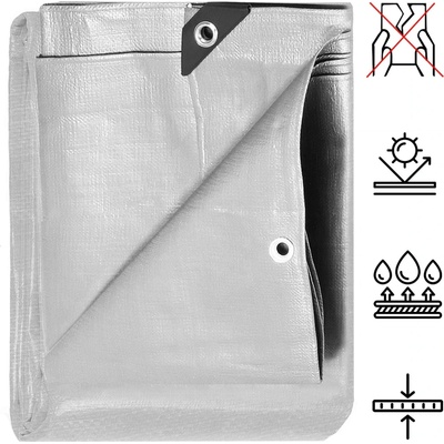 Springros krycí plachta s oky 6 x 8 m extra silná 270g PE stříbrná PROTECT GA2151-XG