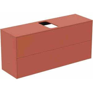 Ideal Standard Atelier Conca стенен шкаф с 2 чекмеджета и плот с централен изрез 120 см червено-оранжев мат (T3949Y3)