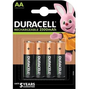 Duracell Акумулаторна батерия DURACELL R6 AA, 2500mAh NiMH, 1.2V, 4 бр. в опаковка (DUR-BR-AA-2500MAH-4PK)