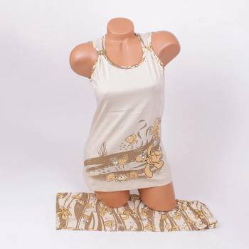 Image 1 of Пижама в бежов цвят с апликация на морски животни