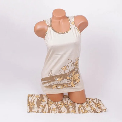 Пижама в бежов цвят с апликация на морски животни