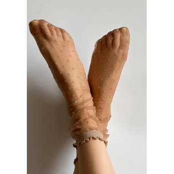Veneziana Vzorované silonkové ponožky scarlett tmavě hnědá