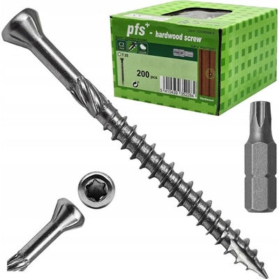 Terasový vrut 4x50 TORX T15 nerez C2 s redukovanou hlavou (200 ks/bal + BIT) – Zboží Mobilmania
