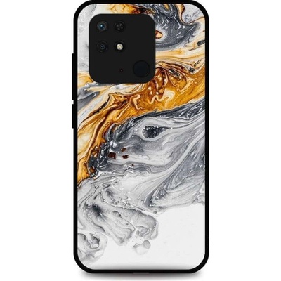 Pouzdro TopQ LUXURY Xiaomi Redmi 10C pevný Marble šedo-zlatý
