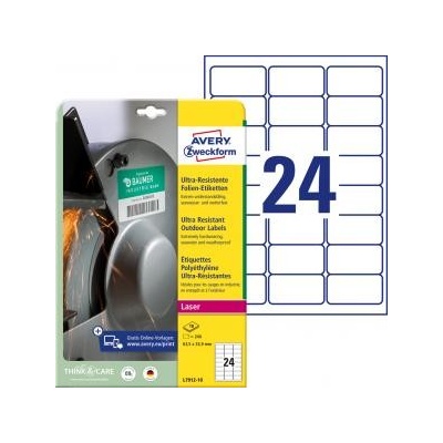 Etikety Avery 63,5x33,9 mm, ultra odolné biele