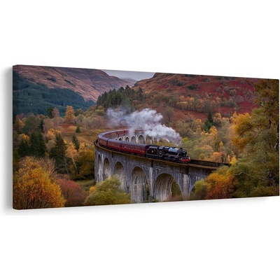 Obraz podzimní krajina s vlakem - 80x40