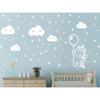 Image 1 of Еднорог с балон, облаци и звезди (1225)