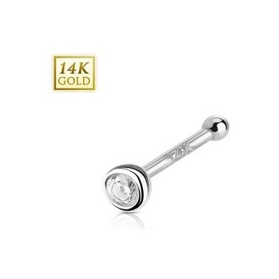 Šperky4U zlatý piercing do nosu zirkon ZL01175-WG