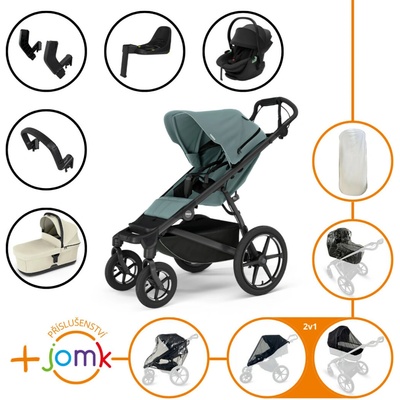 Thule Set 11v1 Urban Glide 4-wheel Mid blue 2024+madlo+vanička Soft beige+príslušenstvo JOMK+Thule Maple Black+Thule Alfi