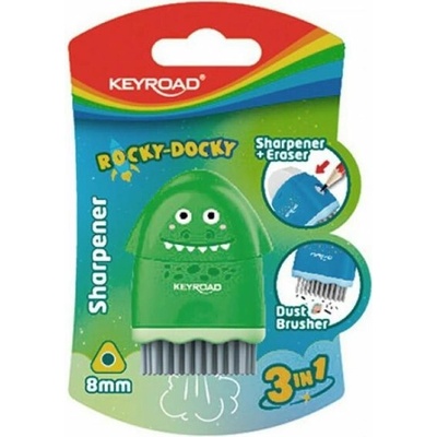 Strúhadlo KEYROAD ROCKY-DOCKY plastové s nádobou na odpad, blister, mix farieb