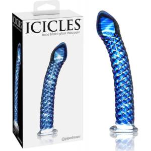  Стъклено дилдо, синьо изкушение, 18см. - Icicles №29 (PD2929-00)