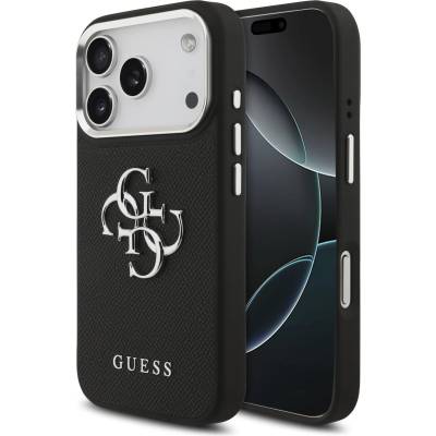 GUESS PU Grained 4G Metal Logo Задна крышка за iPhone 17 Pro Black Guess | Cheren | МЪЖЕ | UNI