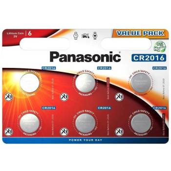 Panasonic Бутонна батерия литиева panasonic cr2016, 3v, 6 бр. в блистер /цена за 6 бр. / (pan-bl-cr2016-6pk)