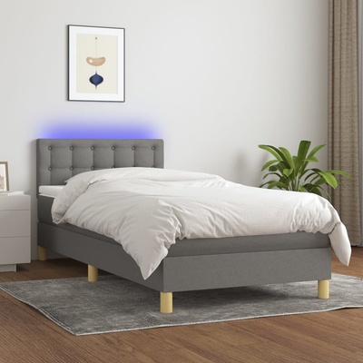 Petrashop 3133990 boxspring postel s matrací a LED tmavě šedá textil
